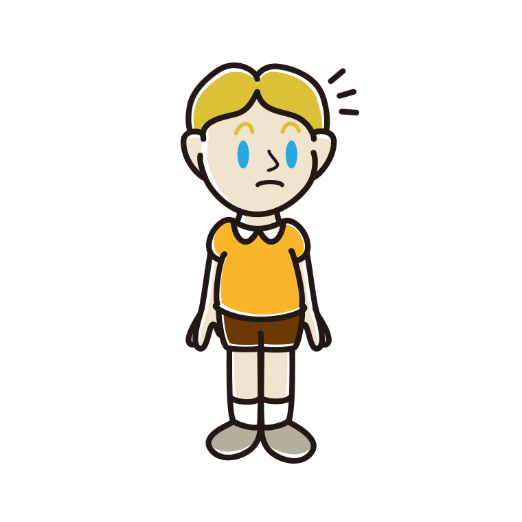 何かに気付く外国人の男の子のイラスト【色あり、背景なし】透過PNG