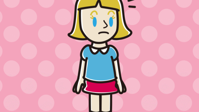 何かに気付く外国人の女の子のイラスト【色、背景あり】PNG