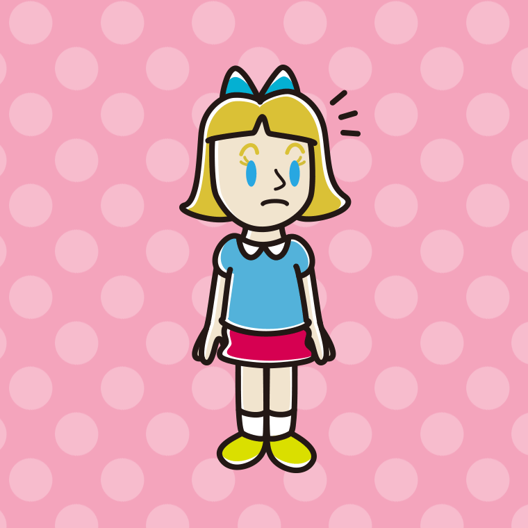 何かに気付く外国人の女の子のイラスト【色、背景あり】PNG