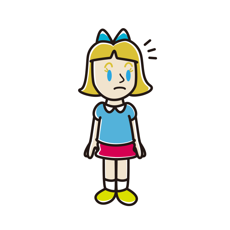 何かに気付く外国人の女の子のイラスト【色あり、背景なし】透過PNG