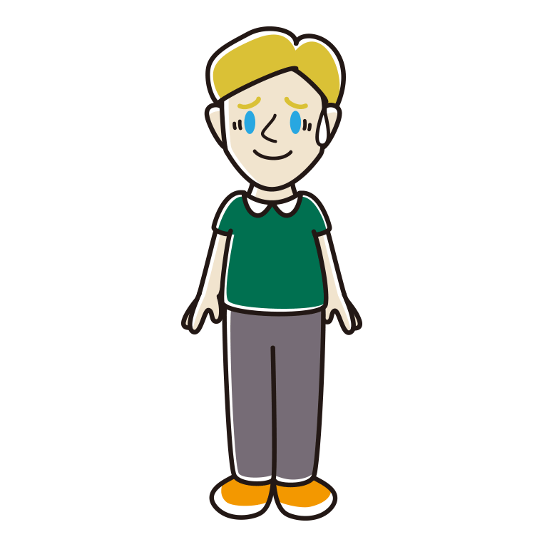 苦笑いする外国人男性のイラスト【色あり、背景なし】透過PNG