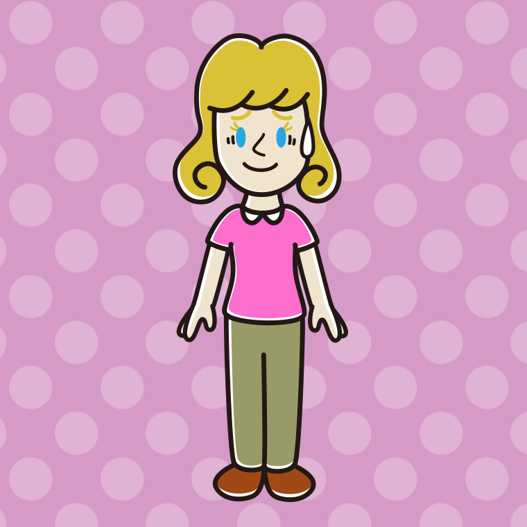 苦笑いする外国人女性のイラスト【色、背景あり】PNG