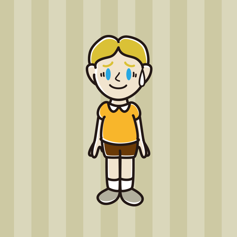 苦笑いする外国人の男の子のイラスト【色、背景あり】PNG