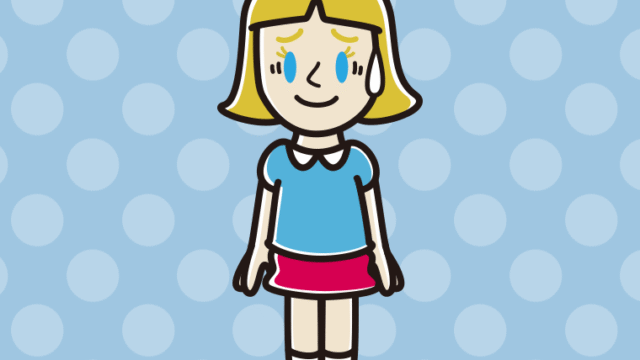 苦笑いする外国人の女の子のイラスト【色、背景あり】PNG