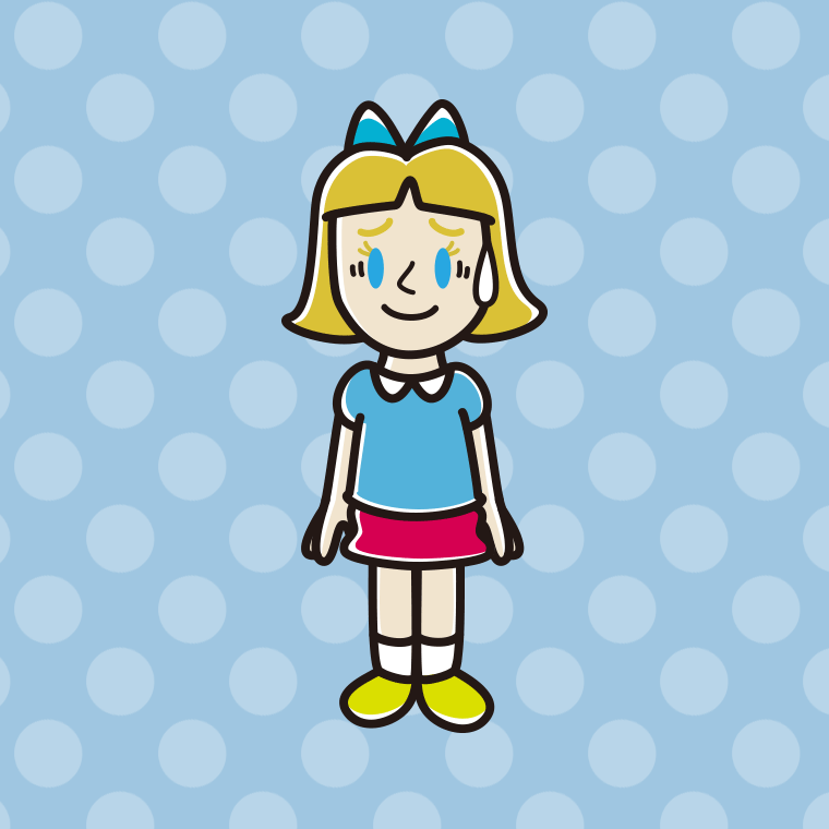 苦笑いする外国人の女の子のイラスト【色、背景あり】PNG