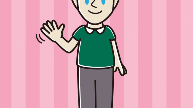 手を振る外国人男性のイラスト【色、背景あり】PNG