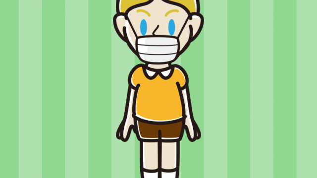 マスクをする外国人の男の子のイラスト【色、背景あり】PNG