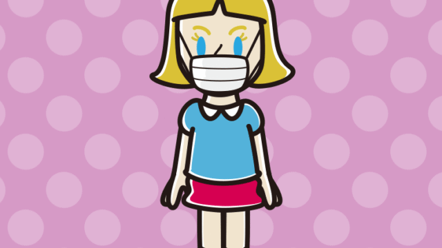 マスクをする外国人の女の子のイラスト【色、背景あり】PNG