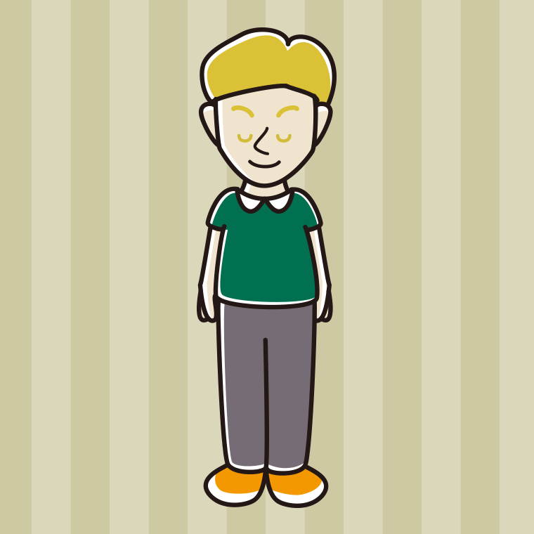 お辞儀する外国人男性のイラスト【色、背景あり】PNG