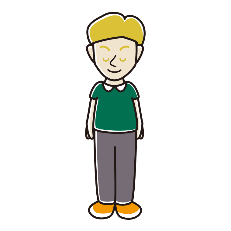 お辞儀する外国人男性のイラスト【色あり、背景なし】透過PNG