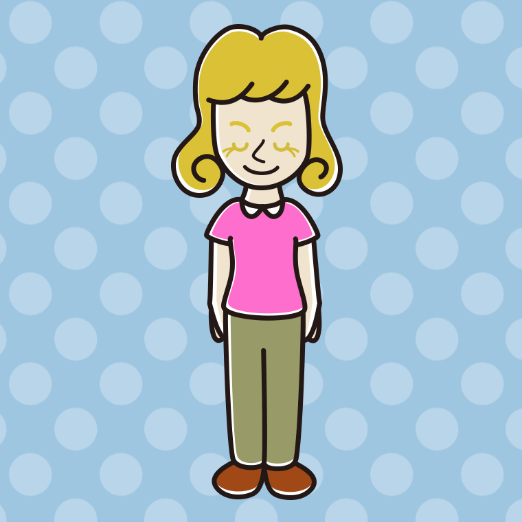 お辞儀する外国人女性のイラスト【色、背景あり】PNG