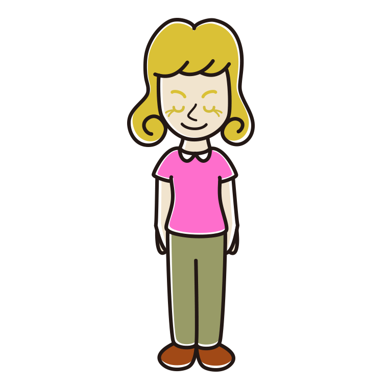 お辞儀する外国人女性のイラスト【色あり、背景なし】透過PNG