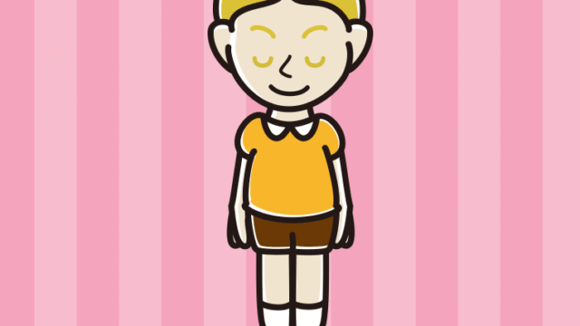 お辞儀する外国人の男の子のイラスト【色、背景あり】PNG