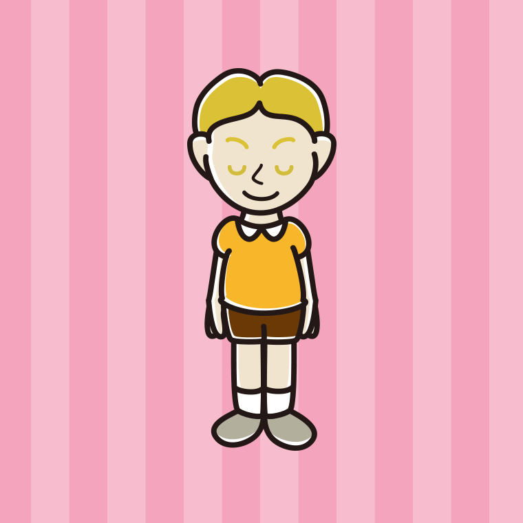 お辞儀する外国人の男の子のイラスト【色、背景あり】PNG