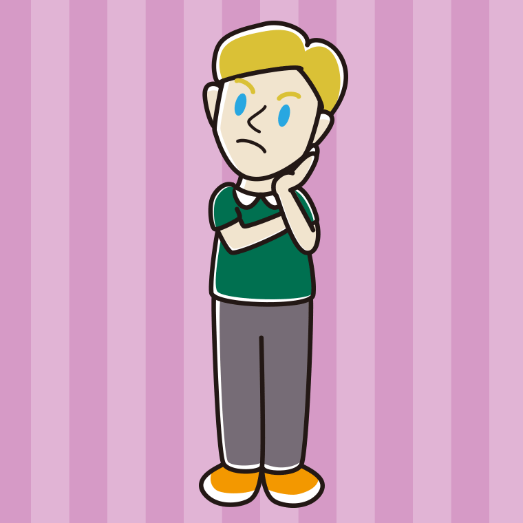 考える外国人男性のイラスト【色、背景あり】PNG