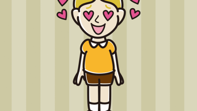 目がハートの外国人の男の子のイラスト【色、背景あり】PNG