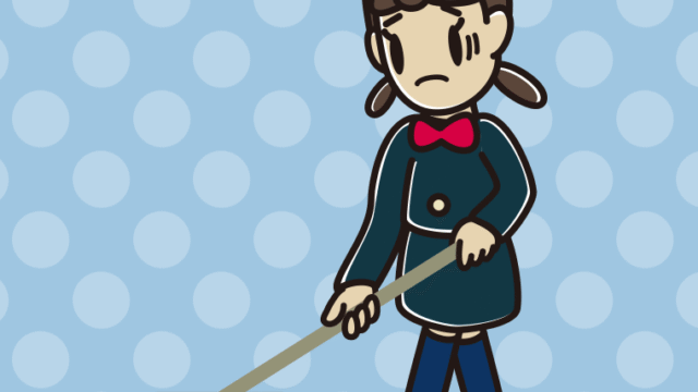 デッキブラシで困る女子中学生のイラスト【色、背景あり】PNG