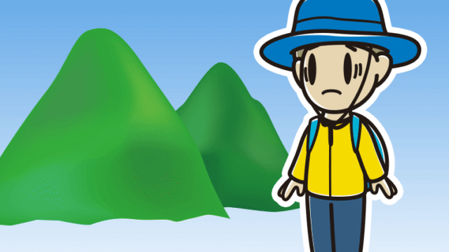 登山中に困る小学生男子のイラスト【色、背景あり】PNG