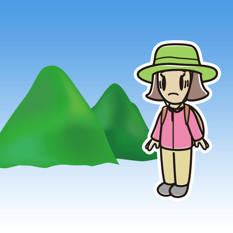 登山中に困る小学生女子のイラスト【色、背景あり】PNG