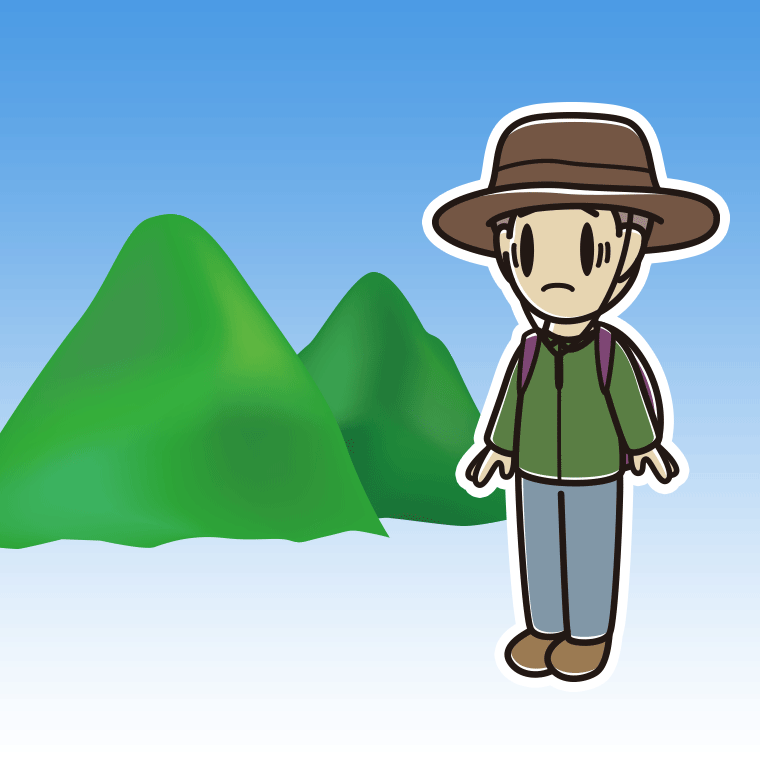 登山中に困る男子中学生のイラスト【色、背景あり】PNG