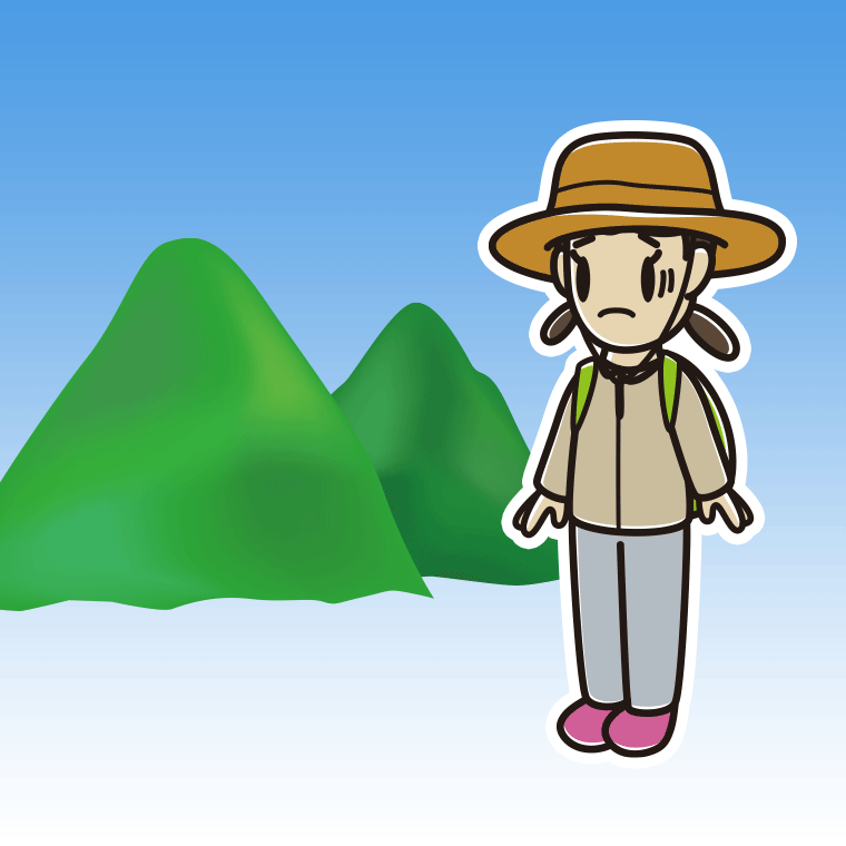 登山中に困る女子中学生のイラスト【色、背景あり】PNG