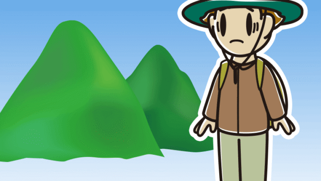 登山中に困る男子高校生のイラスト【色、背景あり】PNG