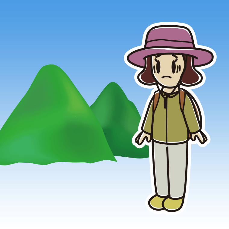 登山中に困る女子高校生のイラスト【色、背景あり】PNG