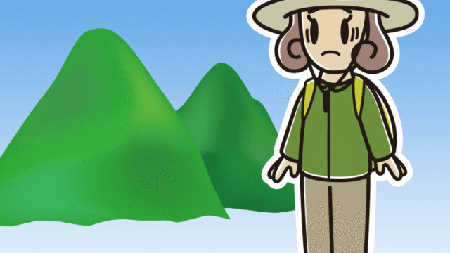 登山中に困る女子大学生のイラスト【色、背景あり】PNG