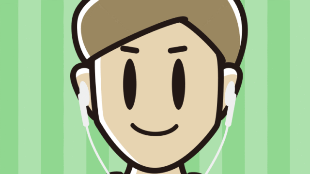 イヤホンをつけた男性のイラスト【色、背景あり】PNG