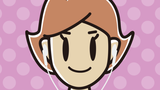 イヤホンをつけた女性のイラスト【色、背景あり】PNG