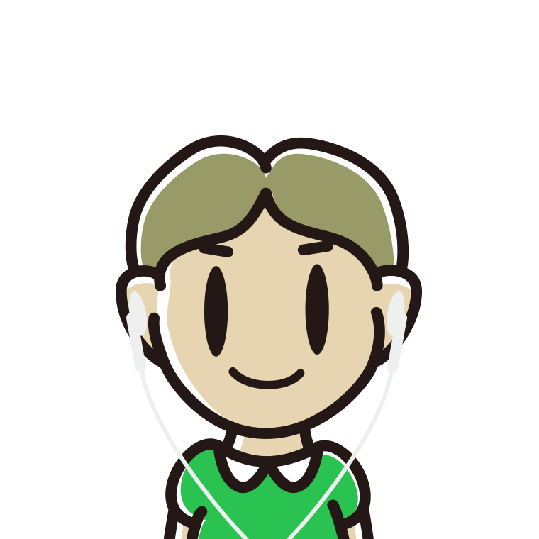 イヤホンをつけた小学生男子のイラスト【色あり、背景なし】透過PNG