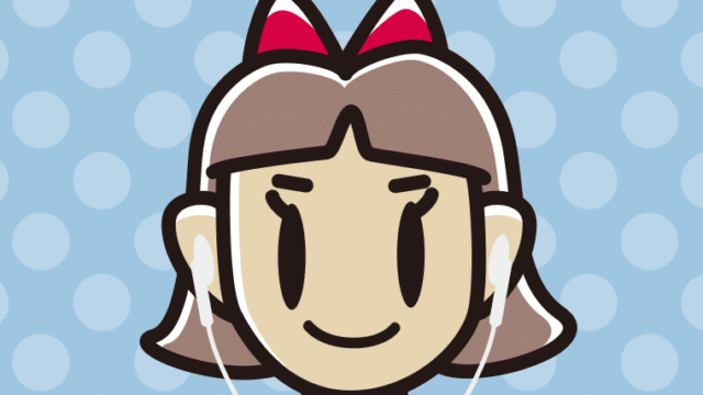 イヤホンをつけた小学生女子のイラスト【色、背景あり】PNG