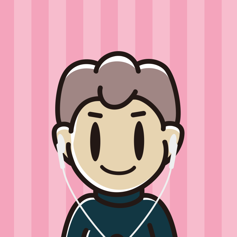 イヤホンをつけた男子中学生のイラスト【色、背景あり】PNG