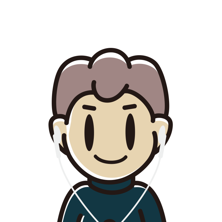 イヤホンをつけた男子中学生のイラスト【色あり、背景なし】透過PNG