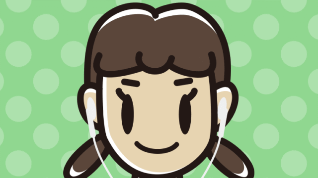 イヤホンをつけた女子中学生のイラスト【色、背景あり】PNG