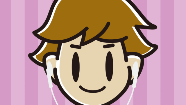 イヤホンをつけた男子高校生のイラスト【色、背景あり】PNG