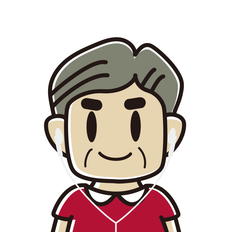 イヤホンをつけたおじさんのイラスト【色あり、背景なし】透過PNG