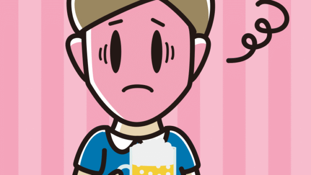 酔っぱらって困る男性のイラスト【色、背景あり】PNG