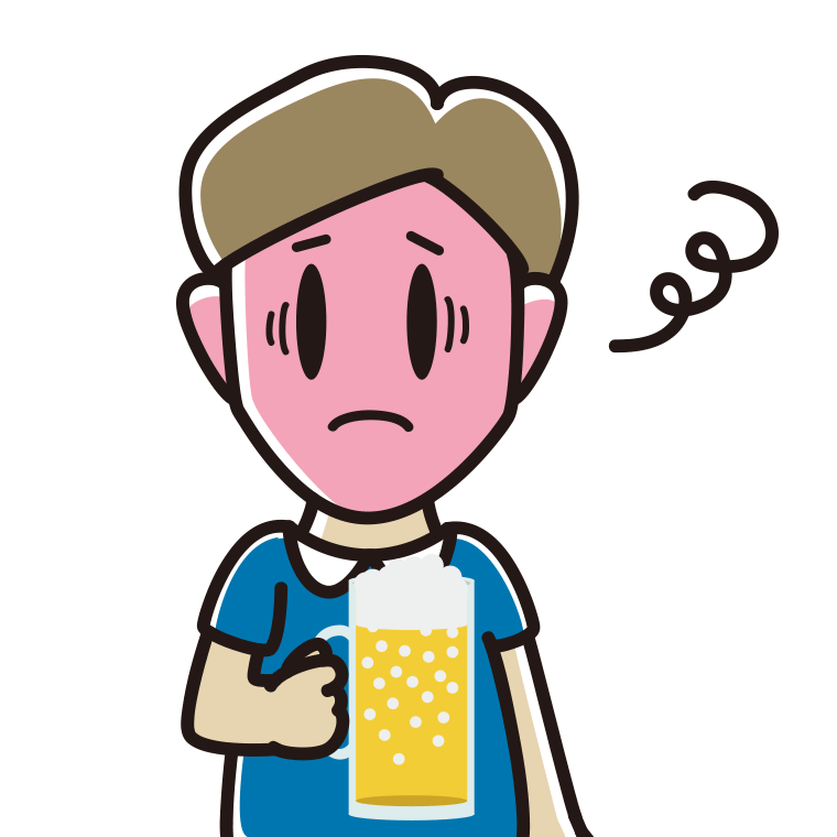 酔っぱらって困る男性のイラスト【色あり、背景なし】透過PNG