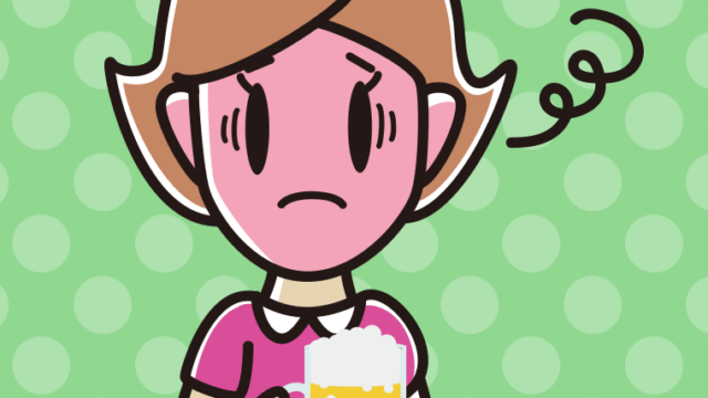 酔っぱらって困る女性のイラスト【色、背景あり】PNG