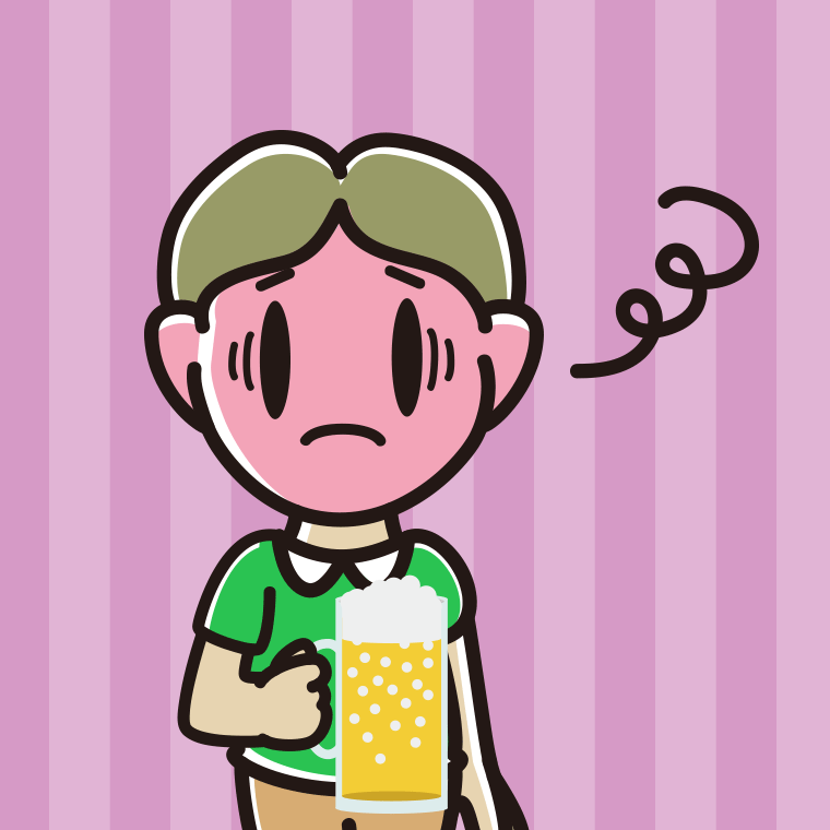 酔っぱらって困る小学生男子のイラスト【色、背景あり】PNG