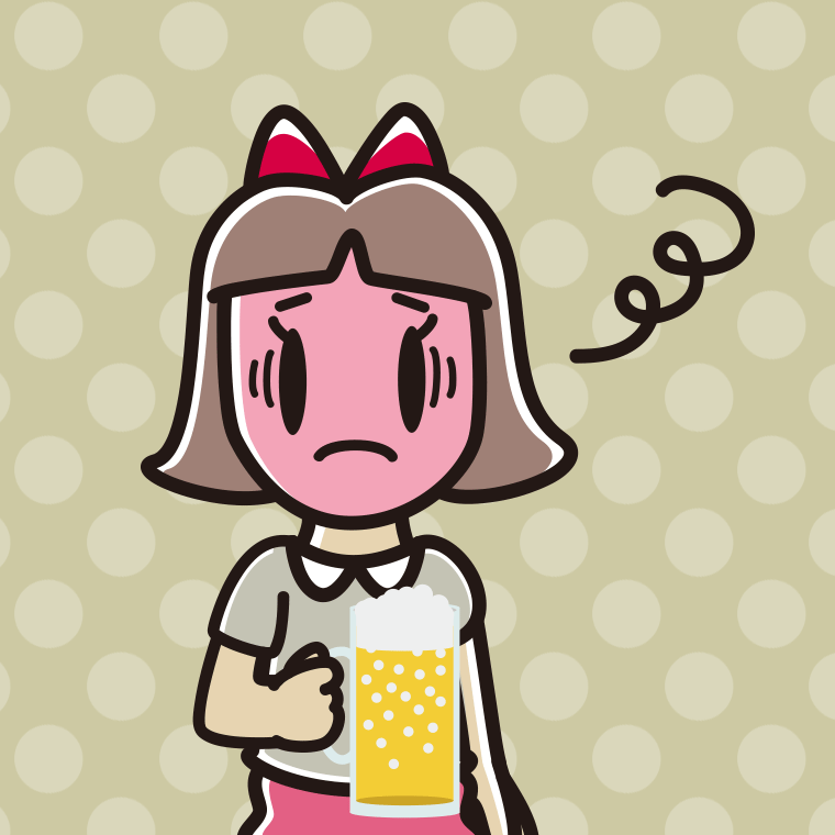 酔っぱらって困る小学生女子のイラスト【色、背景あり】PNG