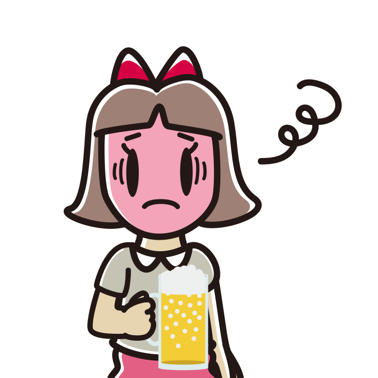 酔っぱらって困る小学生女子のイラスト【色あり、背景なし】透過PNG