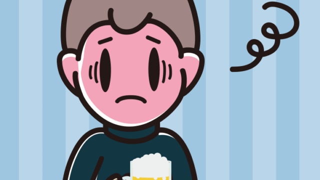 酔っぱらって困る男子中学生のイラスト【色、背景あり】PNG