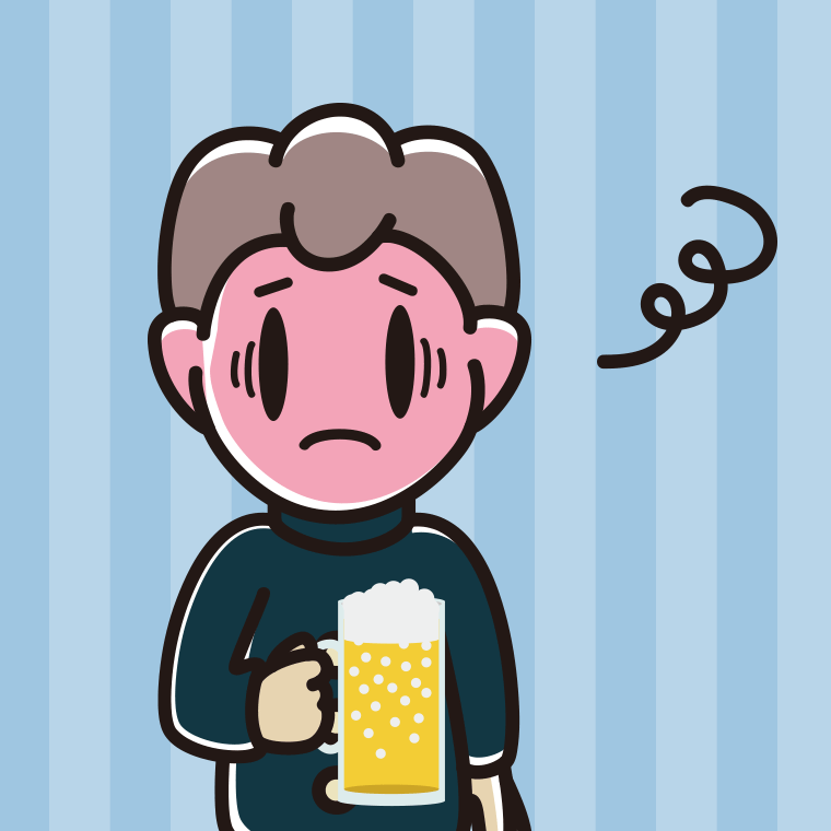 酔っぱらって困る男子中学生のイラスト【色、背景あり】PNG