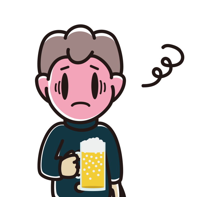 酔っぱらって困る男子中学生のイラスト【色あり、背景なし】透過PNG