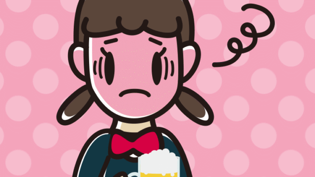 酔っぱらって困る女子中学生のイラスト【色、背景あり】PNG