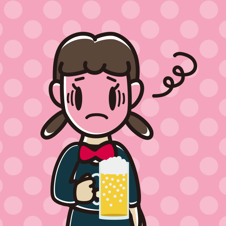 酔っぱらって困る女子中学生のイラスト【色、背景あり】PNG