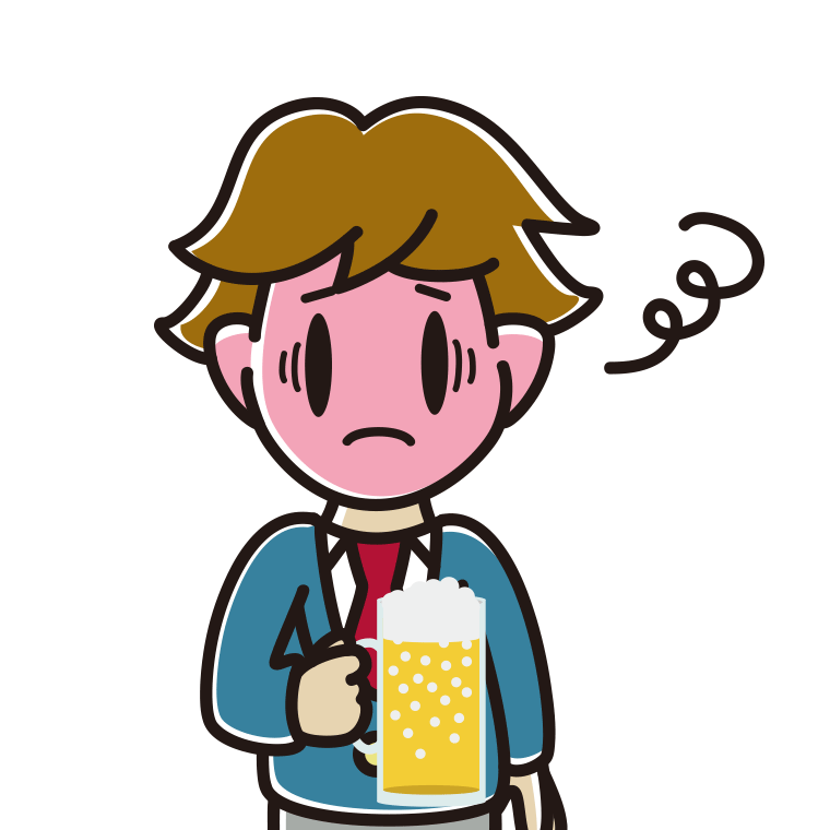 酔っぱらって困る男子高校生のイラスト【色あり、背景なし】透過PNG