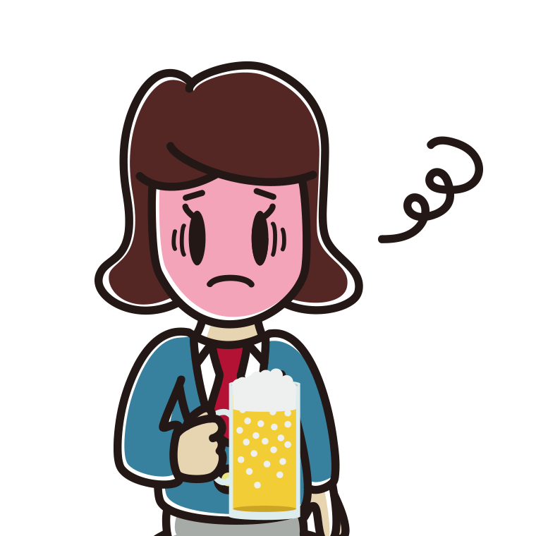 酔っぱらって困る女子高校生のイラスト【色あり、背景なし】透過PNG